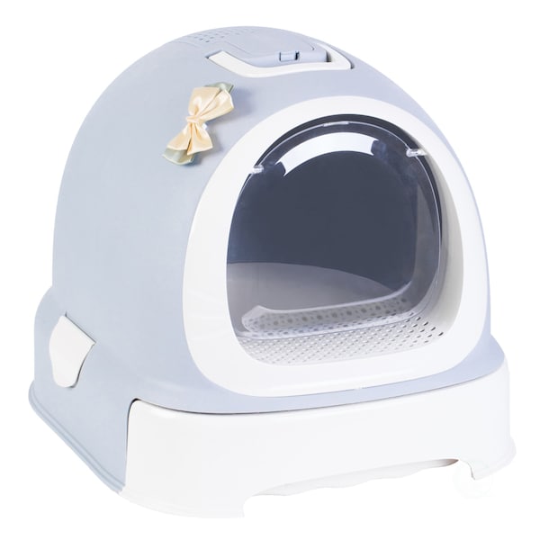 Pawsmark Fully Enclosed Hooded Litter Pan with Front Entry Odor Close Door, Cat Litter Scoop Included QI003672 - main